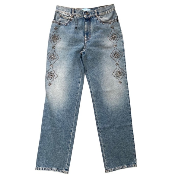 Weekend Max Mara x Joy Road Lucy Hale Gatti high rise straight stud jeans NWOT - Picture 5 of 12